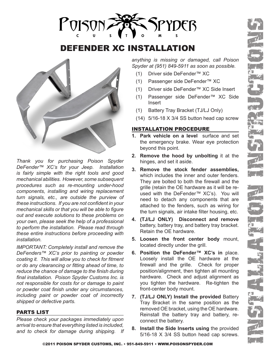 Poison Spyder DEFENDER XC User Manual | 3 pages
