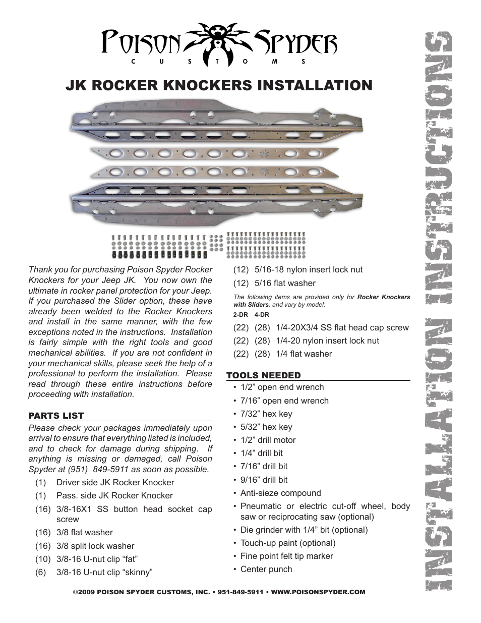 Poison Spyder JK ROCKER KNOCKERS User Manual | 7 pages