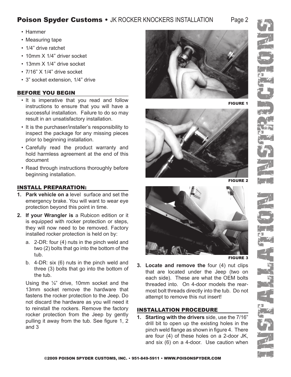 Installation instruc tio ns | Poison Spyder JK ROCKER KNOCKERS User Manual | Page 2 / 7