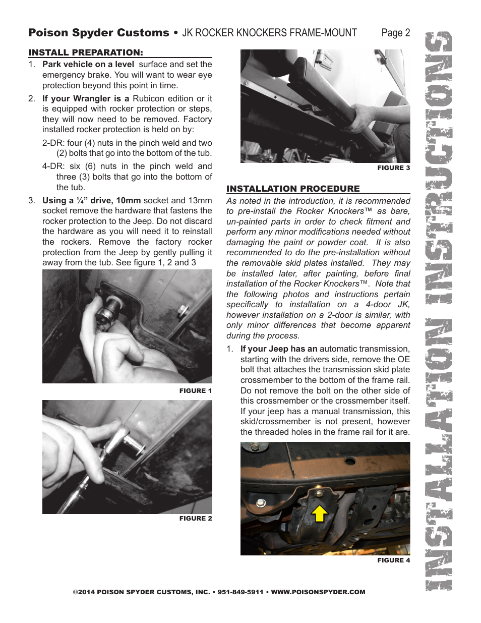 Installation instruc tio ns | Poison Spyder JK ROCKER KNOCKERS Frame-Mount User Manual | Page 2 / 6