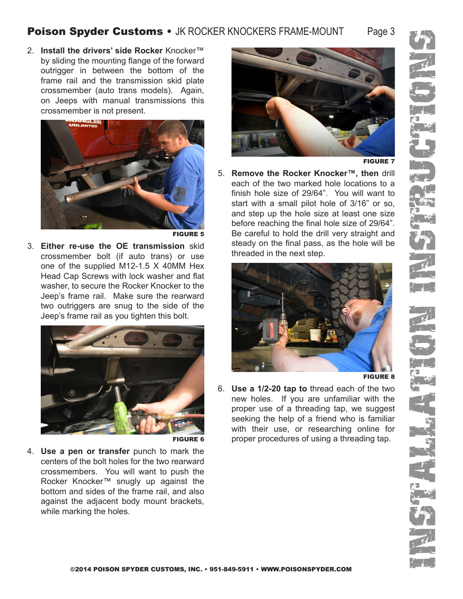 Installation instruc tio ns | Poison Spyder JK ROCKER KNOCKERS Frame-Mount User Manual | Page 3 / 6