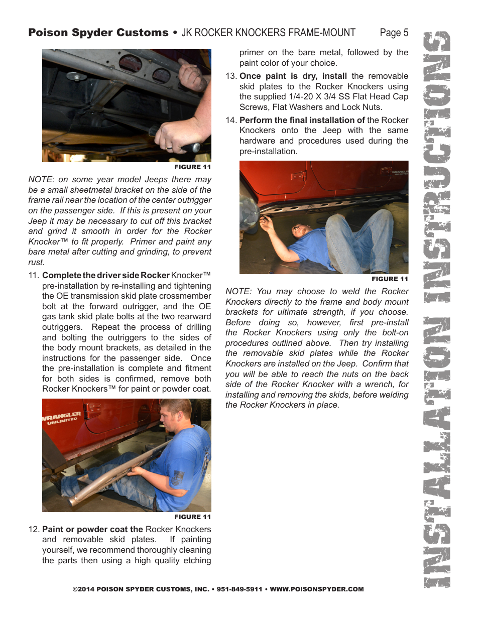 Installation instruc tio ns | Poison Spyder JK ROCKER KNOCKERS Frame-Mount User Manual | Page 5 / 6