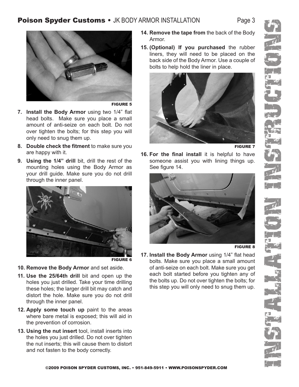 Installation instruc tio ns | Poison Spyder JK BODY ARMOR User Manual | Page 3 / 5