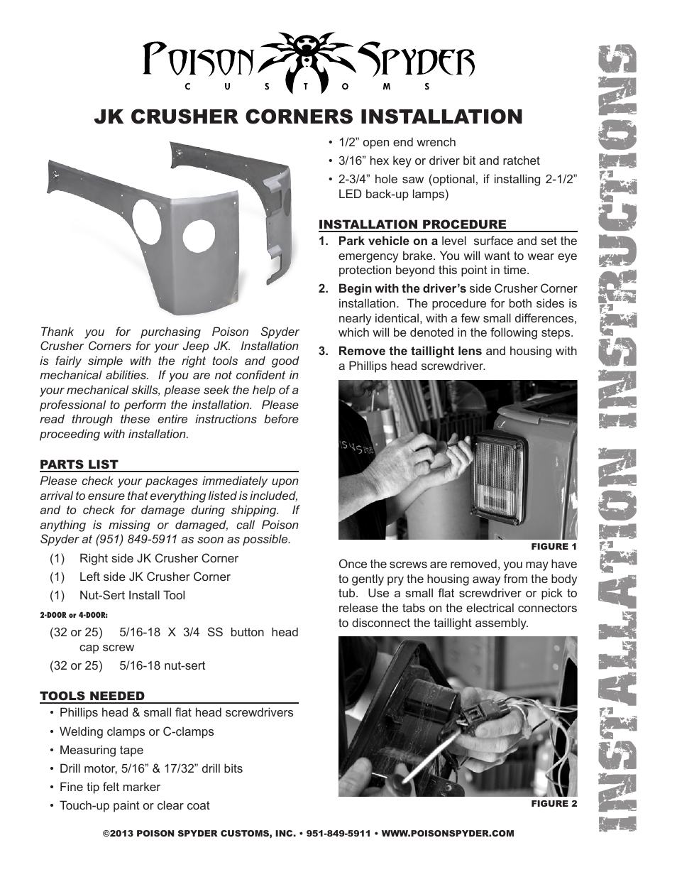 Poison Spyder JK CRUSHER CORNERS User Manual | 4 pages