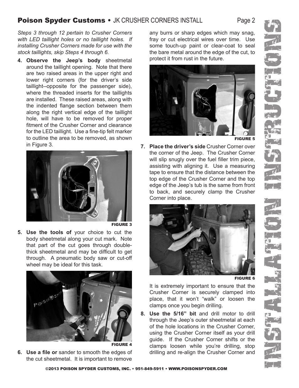 Installation instruc tio ns | Poison Spyder JK CRUSHER CORNERS User Manual | Page 2 / 4