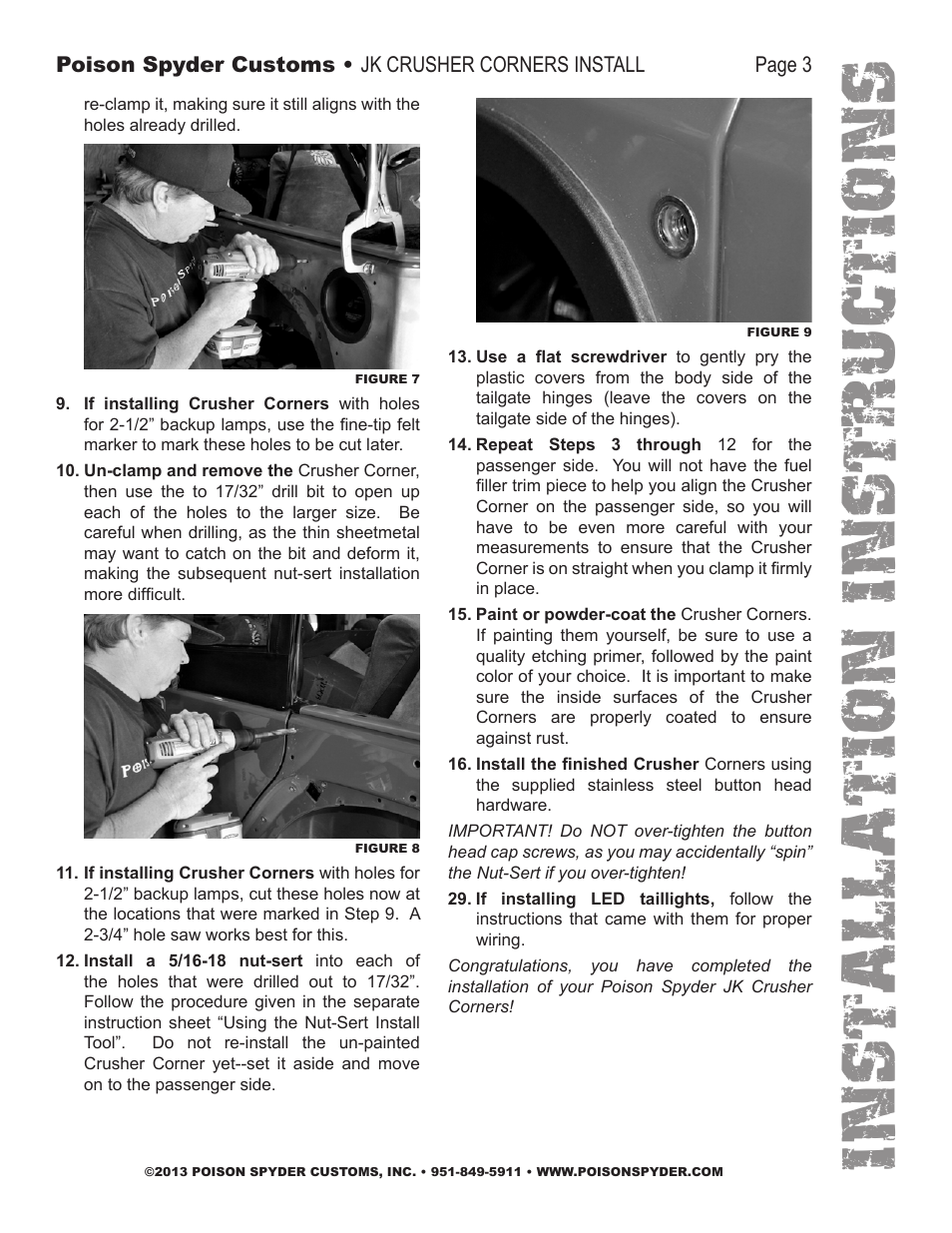 Installation instruc tio ns | Poison Spyder JK CRUSHER CORNERS User Manual | Page 3 / 4