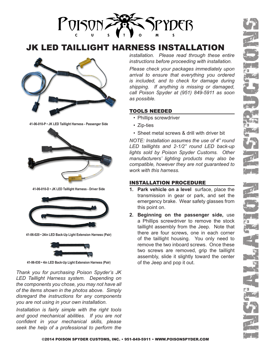 Poison Spyder JK LED TAILLIGHT HARNESS User Manual | 4 pages