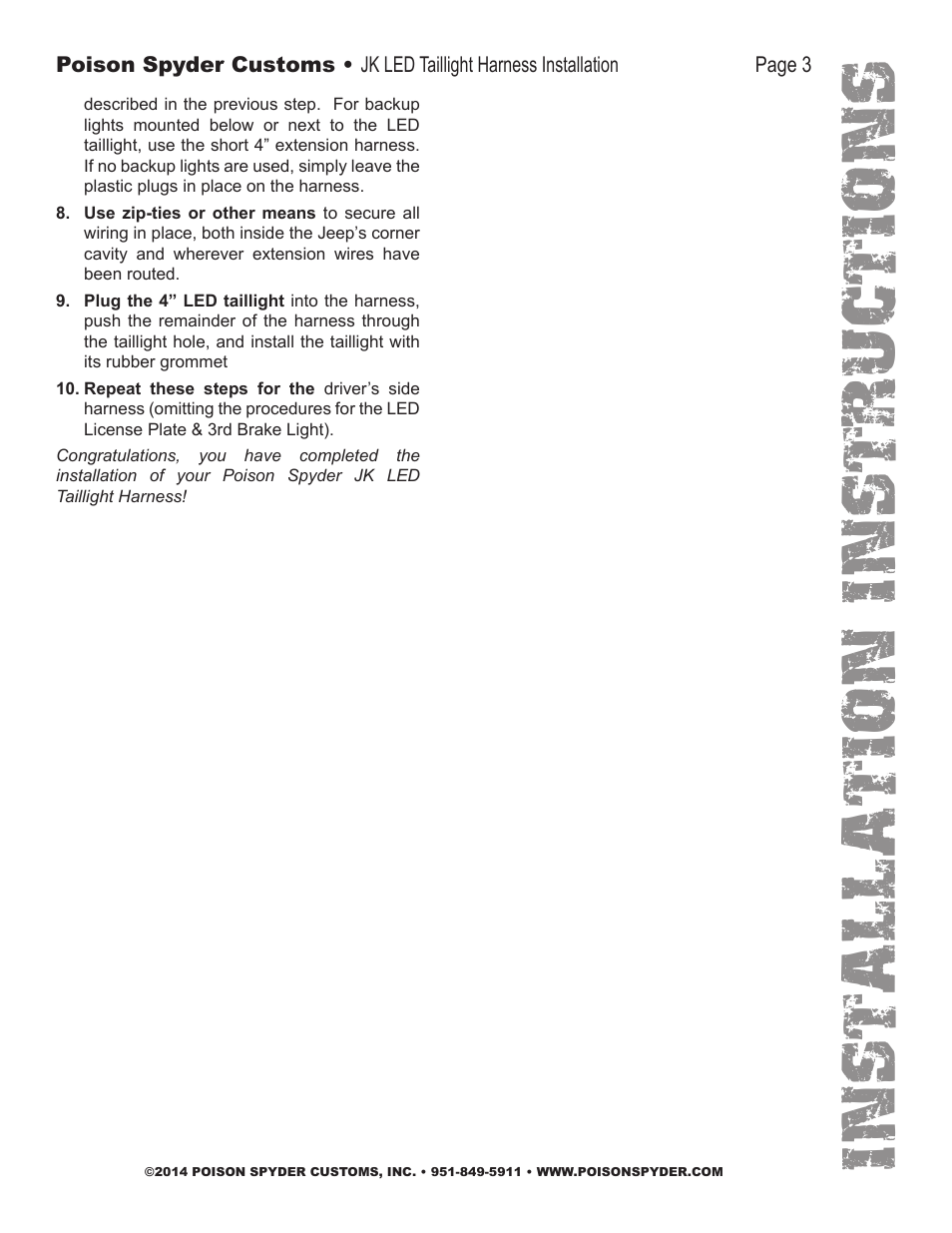 Installation instruc tio ns | Poison Spyder JK LED TAILLIGHT HARNESS User Manual | Page 3 / 4