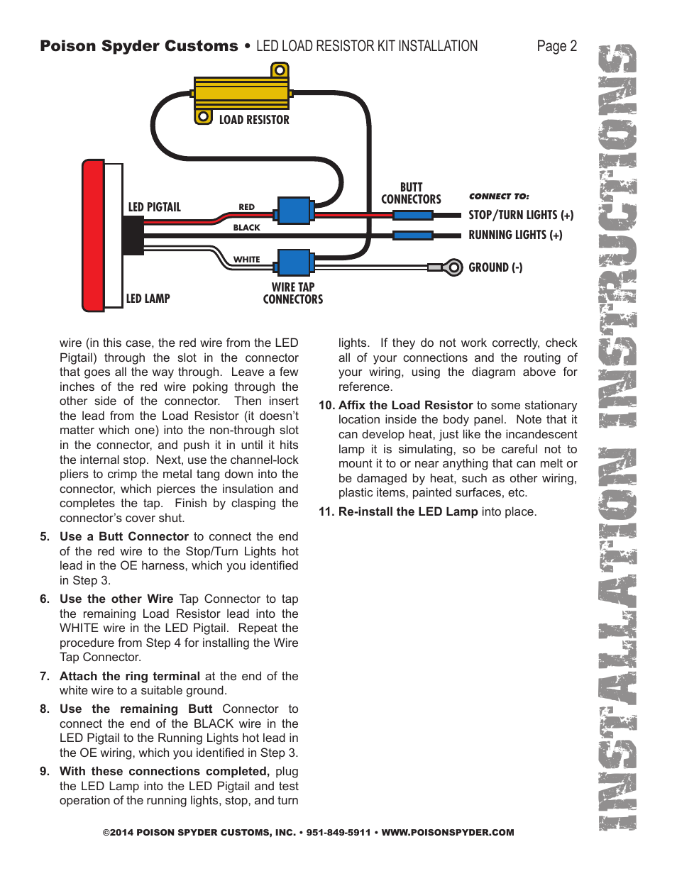 Installation instruc tio ns | Poison Spyder LED LOAD RESISTOR KIT User Manual | Page 2 / 3