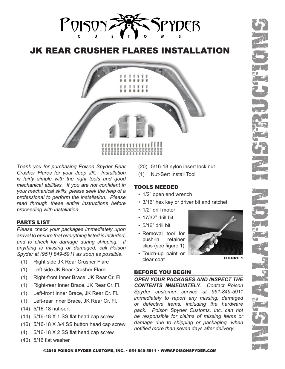 Poison Spyder JK REAR CRUSHER FLARES User Manual | 5 pages