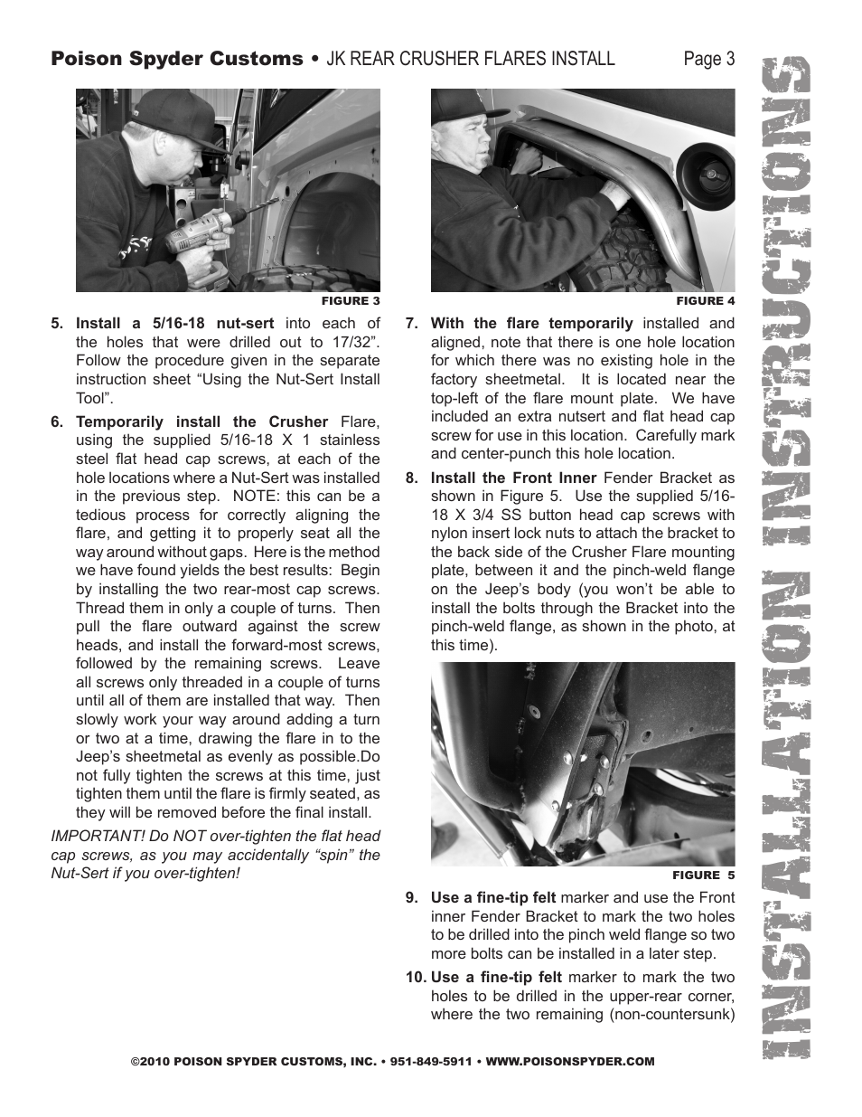 Installation instruc tio ns | Poison Spyder JK REAR CRUSHER FLARES User Manual | Page 3 / 5