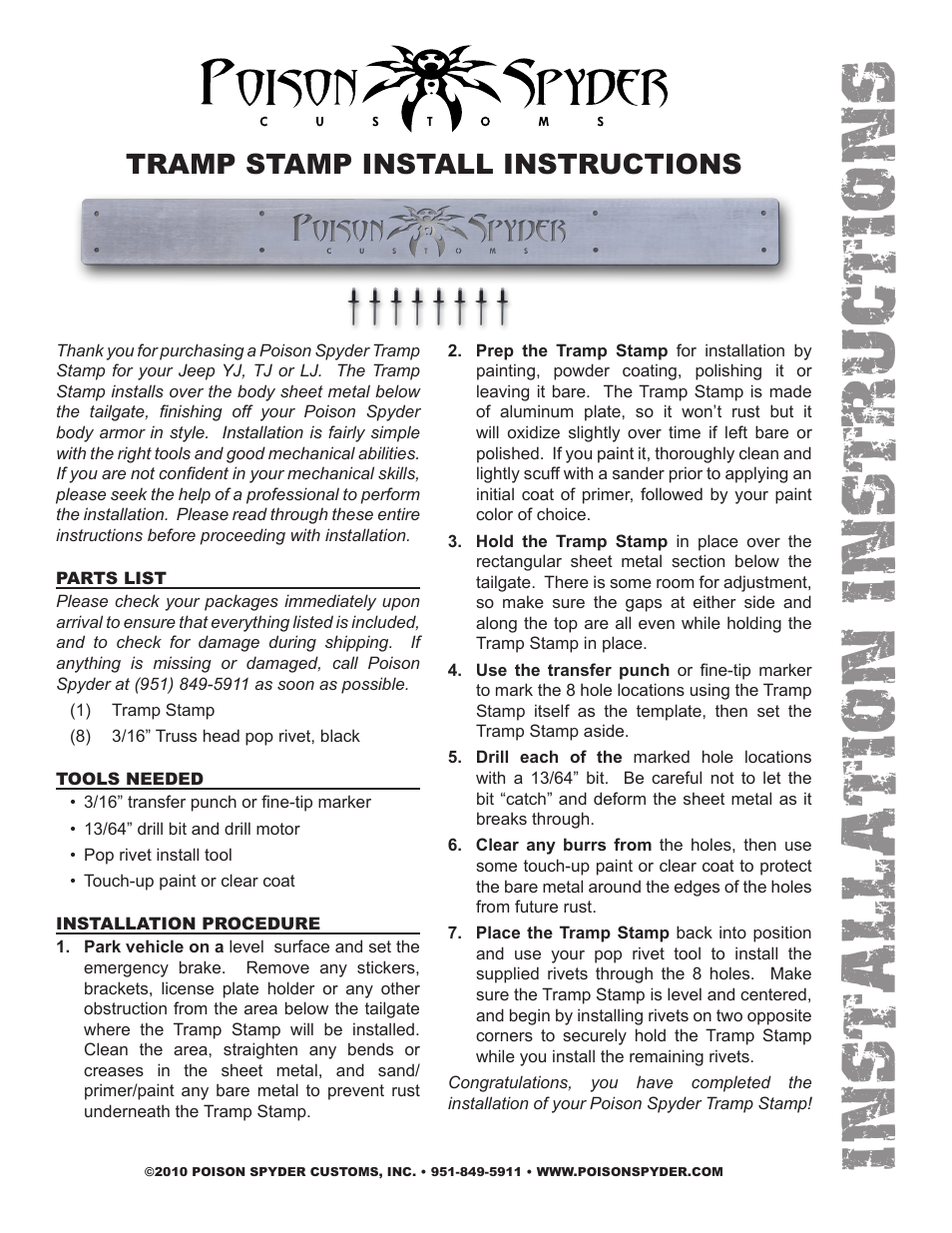 Poison Spyder TRAMP STAMP User Manual | 2 pages