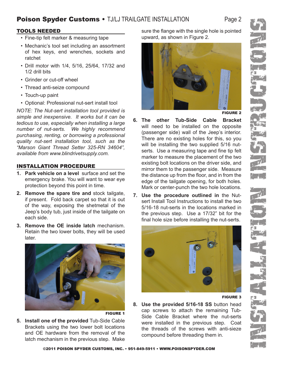 Installation instruc tio ns | Poison Spyder LJ TRAILGATE User Manual | Page 2 / 5