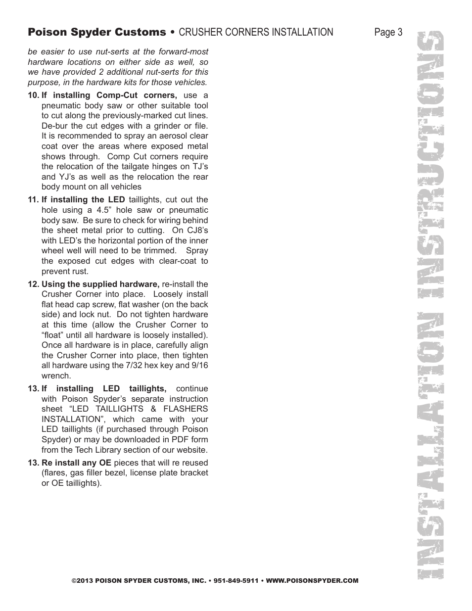 Installation instruc tio ns | Poison Spyder CRUSHER CORNERS User Manual | Page 3 / 4