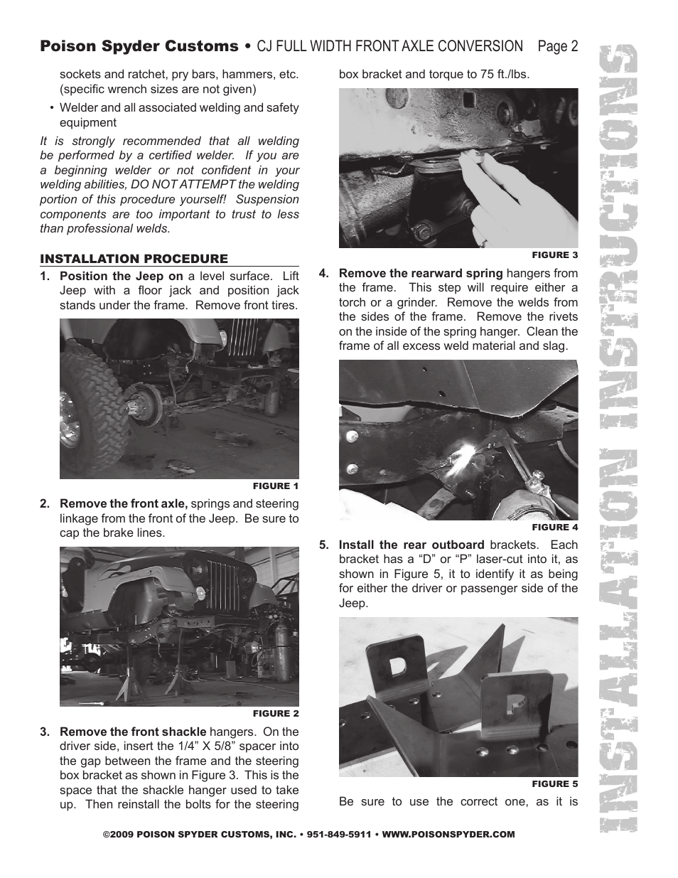 Installation instruc tio ns | Poison Spyder CJ FULL WIDTH CONVERSION KIT User Manual | Page 2 / 6