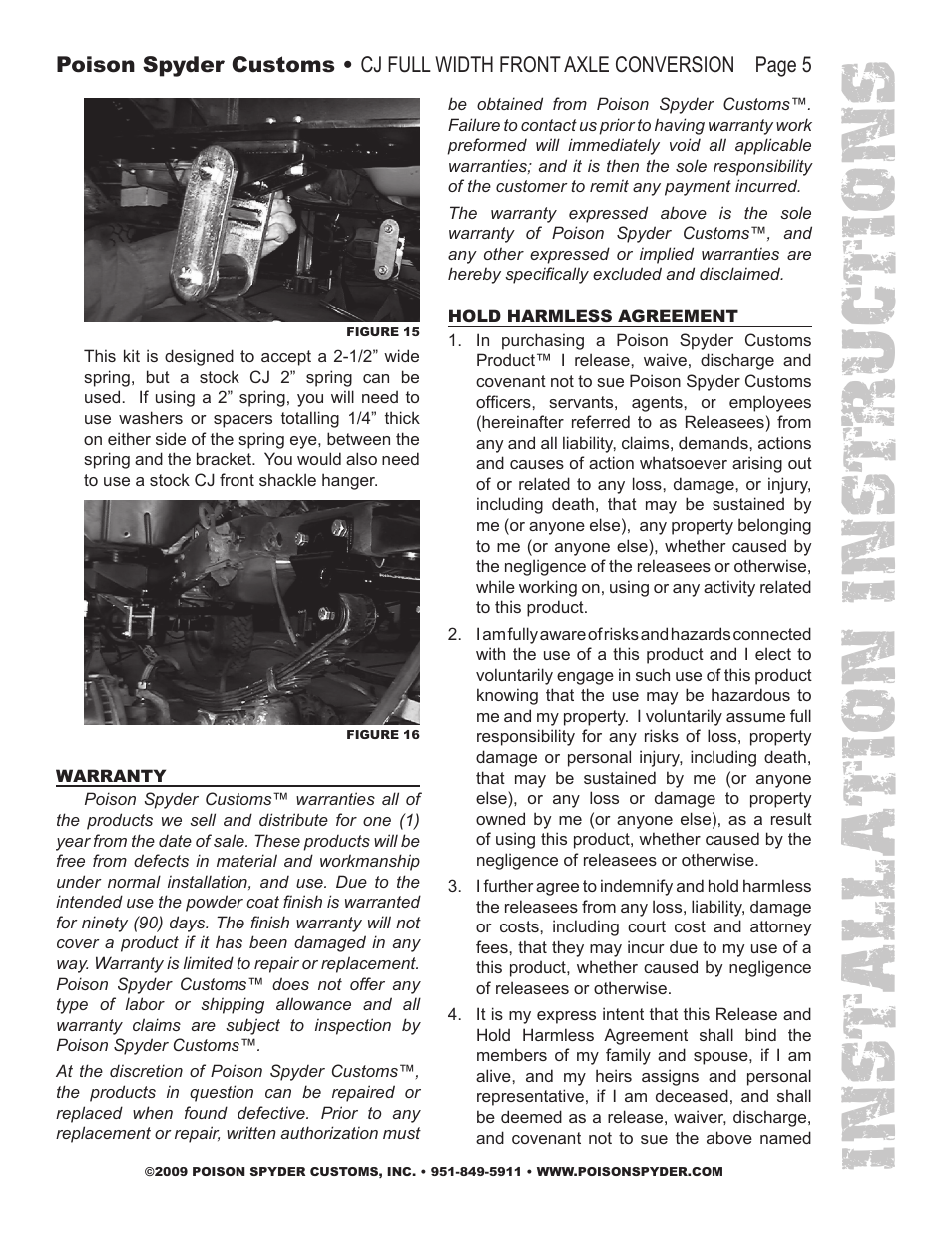 Installation instruc tio ns | Poison Spyder CJ FULL WIDTH CONVERSION KIT User Manual | Page 5 / 6