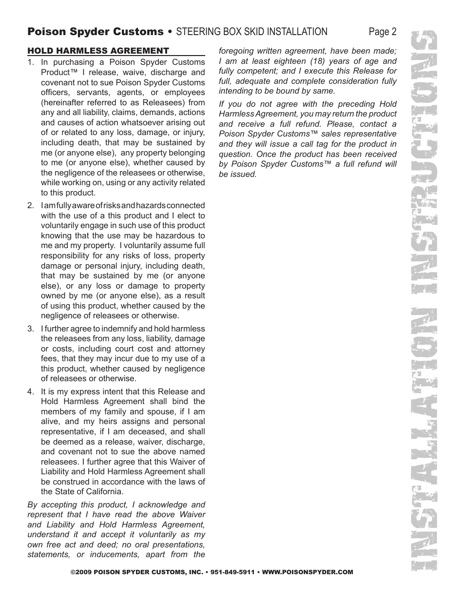 Installation instruc tio ns | Poison Spyder STEERING BOX SKID User Manual | Page 2 / 2