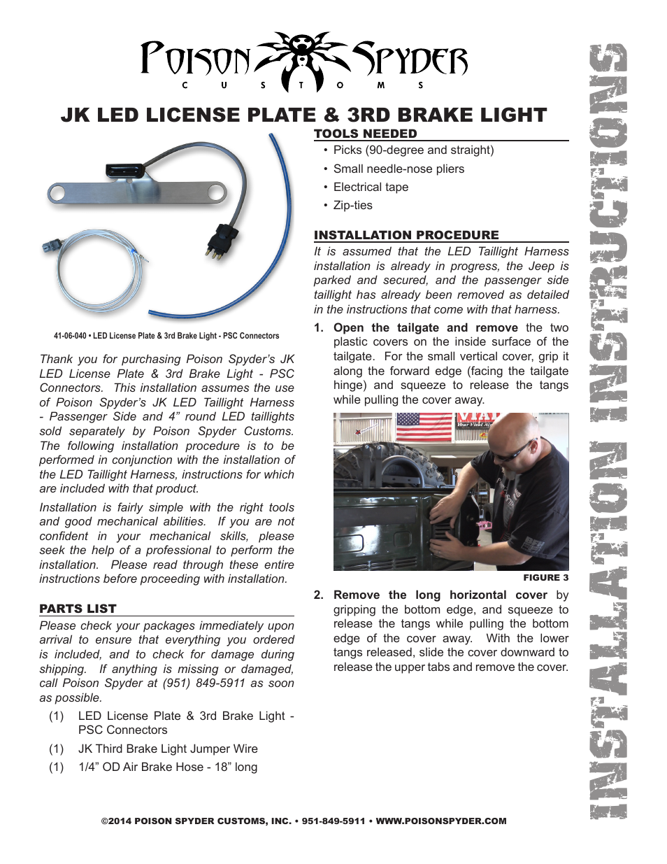 Poison Spyder JK LED LICENSE PLATE & 3RD BRAKE LIGHT User Manual | 6 pages