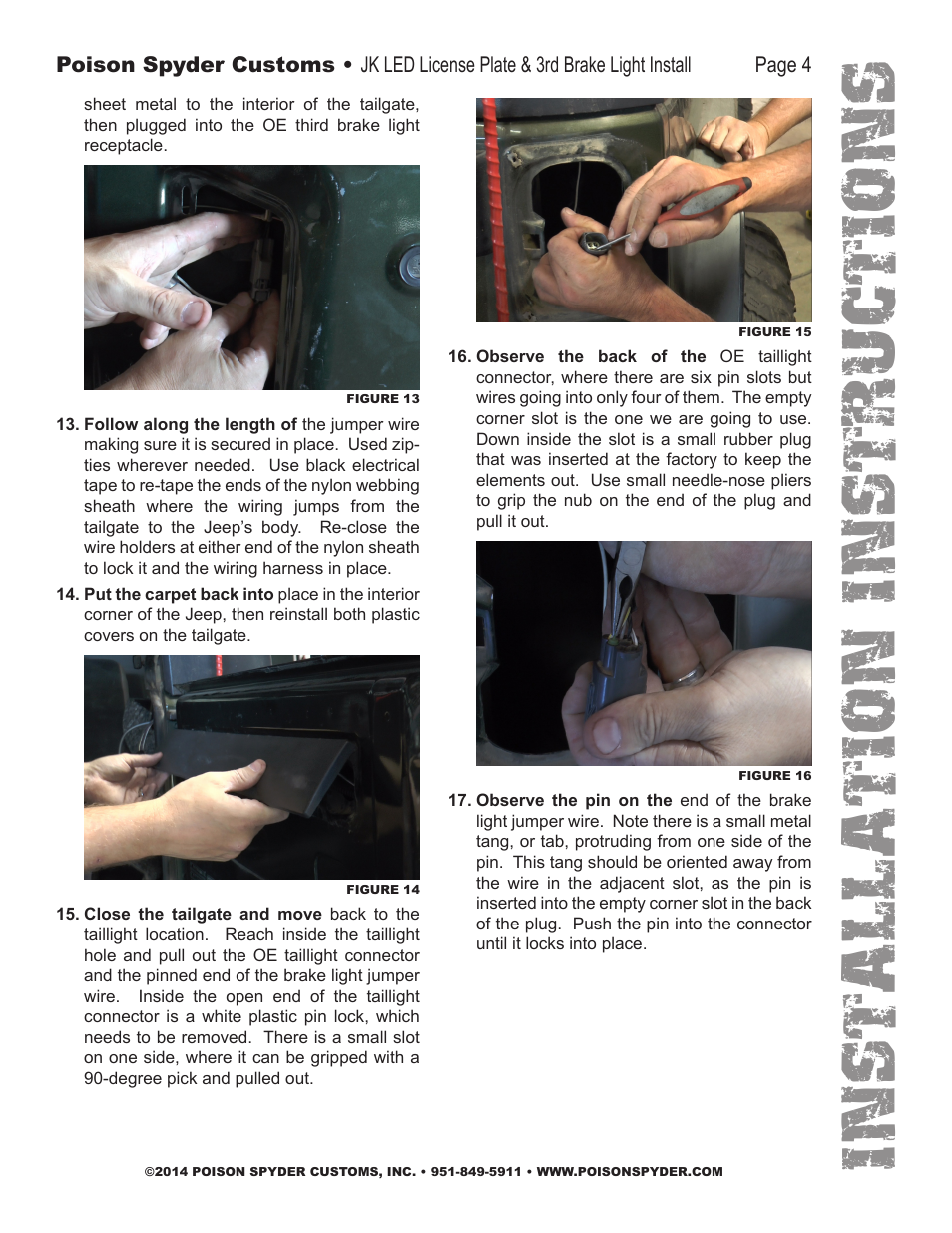 Installation instruc tio ns | Poison Spyder JK LED LICENSE PLATE & 3RD BRAKE LIGHT User Manual | Page 4 / 6
