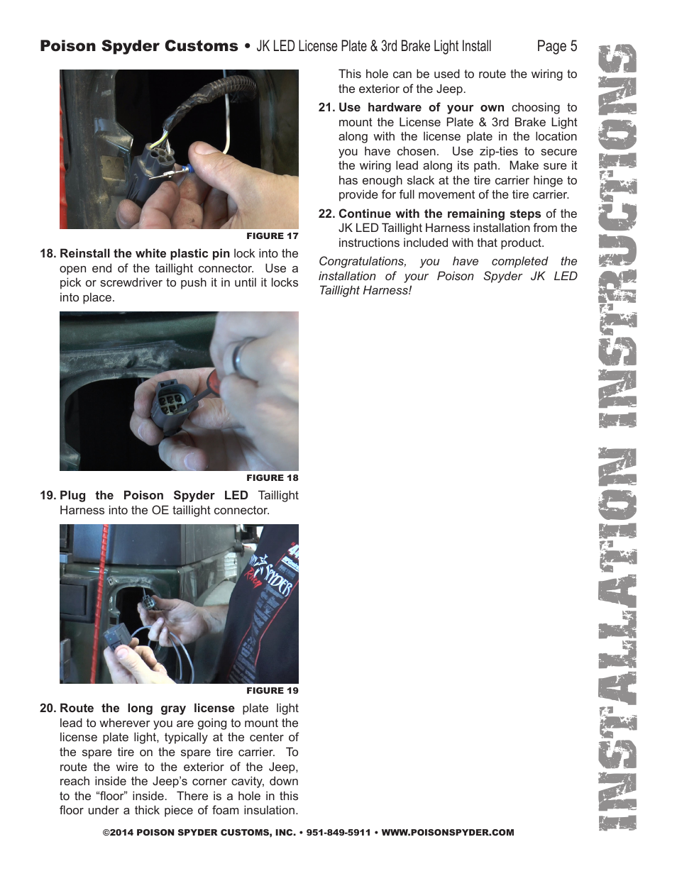 Installation instruc tio ns | Poison Spyder JK LED LICENSE PLATE & 3RD BRAKE LIGHT User Manual | Page 5 / 6