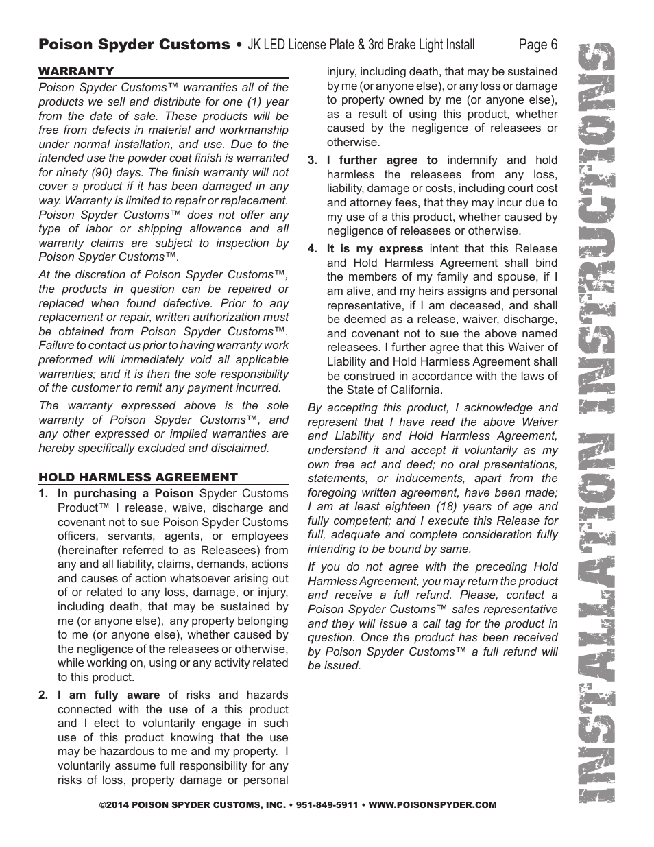 Installation instruc tio ns | Poison Spyder JK LED LICENSE PLATE & 3RD BRAKE LIGHT User Manual | Page 6 / 6