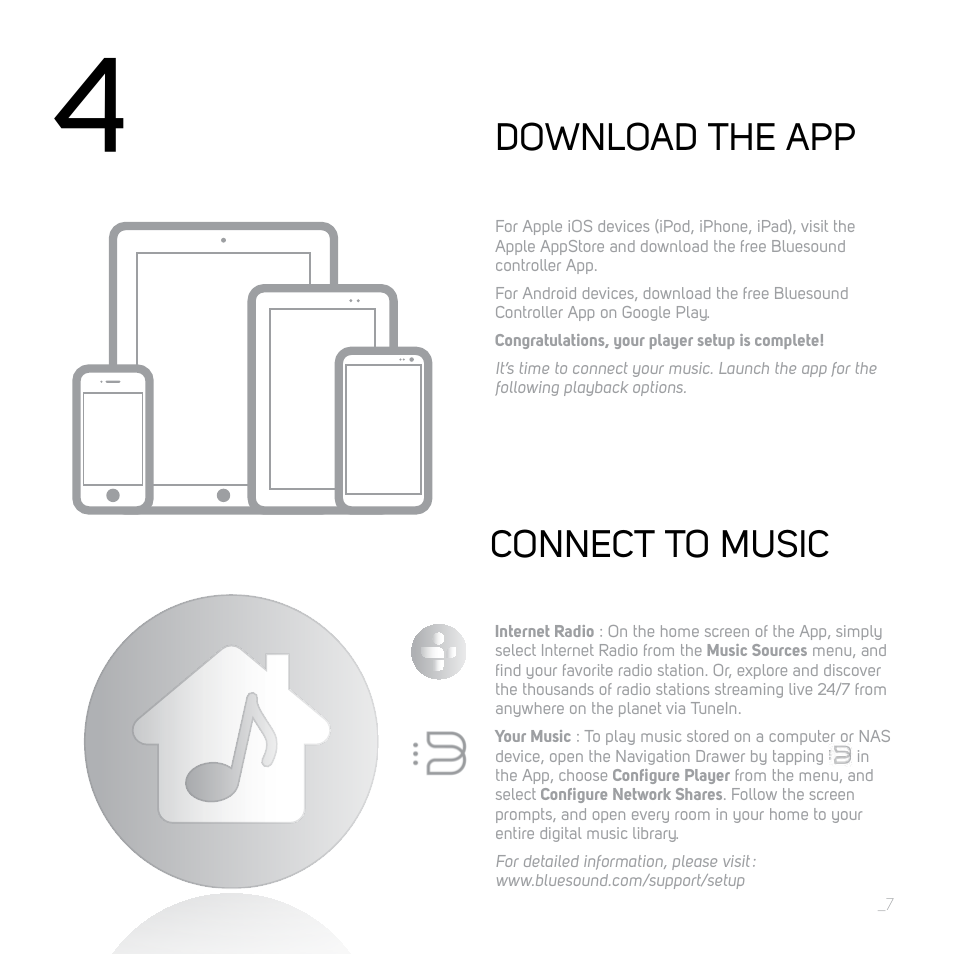 Connect to music download the app | Bluesound VAULT Quick start guide User Manual | Page 7 / 16