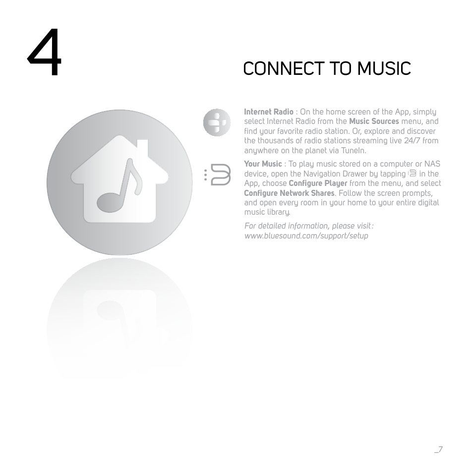 Connect to music | Bluesound PULSE Quick start guide User Manual | Page 7 / 16