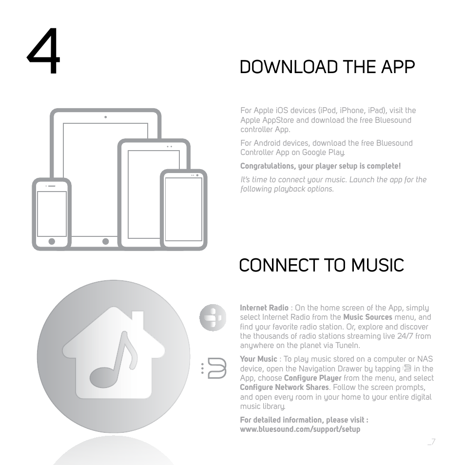 Connect to music download the app | Bluesound NODE Quick start guide User Manual | Page 7 / 16