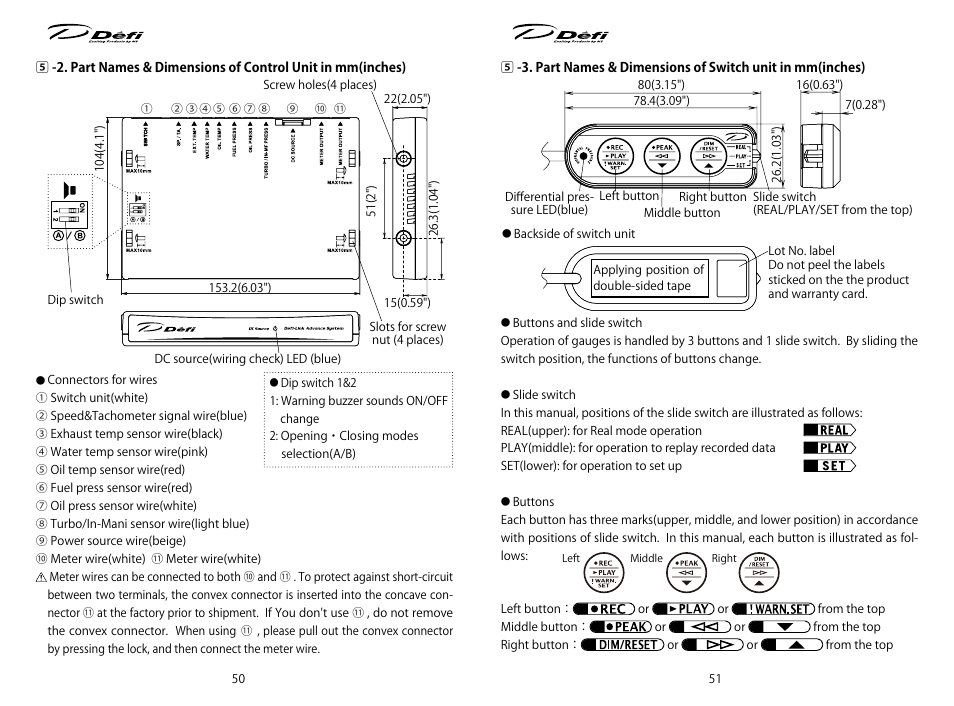 Defi ADVANCE Control Unit (DF07701 Manufactured in and before December, 2011) User Manual | Page 8 / 24