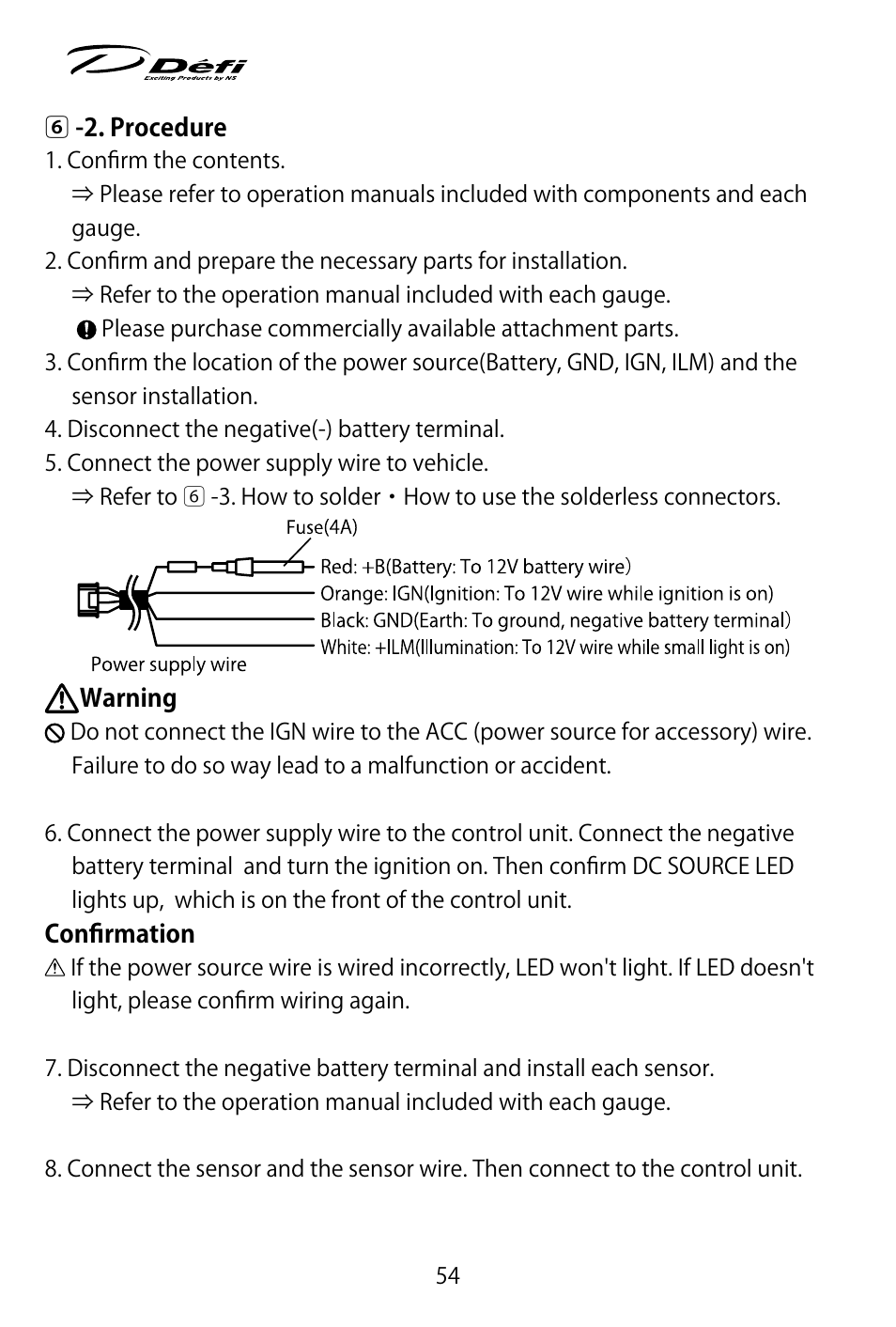 Defi ADVANCE Control Unit (DF07703 Manufactured in and before January, 2012) User Manual | Page 16 / 46