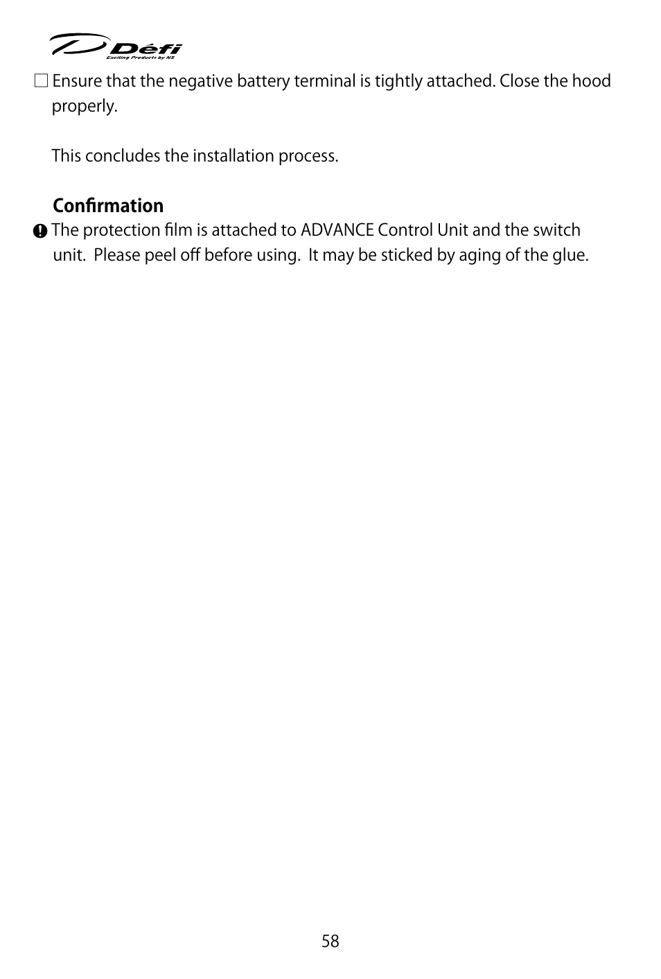 Defi ADVANCE Control Unit (DF07703 Manufactured in and before January, 2012) User Manual | Page 20 / 46