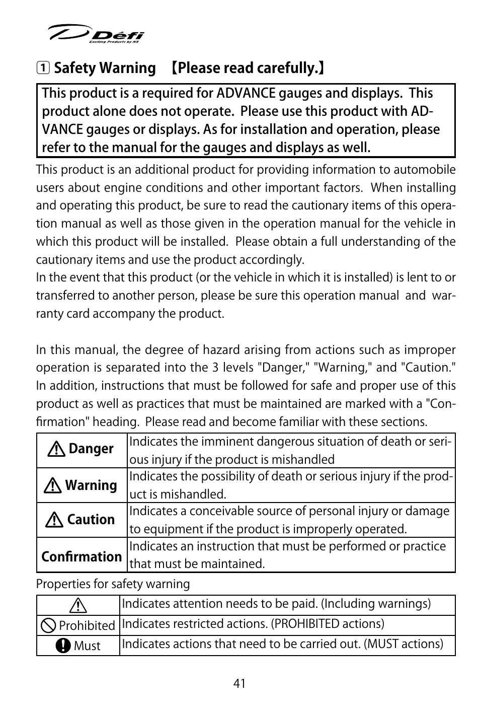 Defi ADVANCE Control Unit (DF07703 Manufactured in and before January, 2012) User Manual | Page 3 / 46