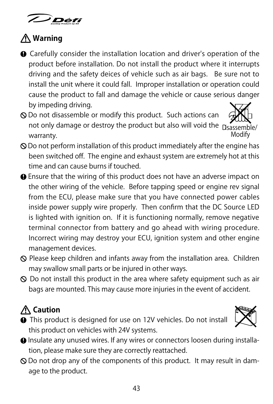 Defi ADVANCE Control Unit (DF07703 Manufactured in and before January, 2012) User Manual | Page 5 / 46