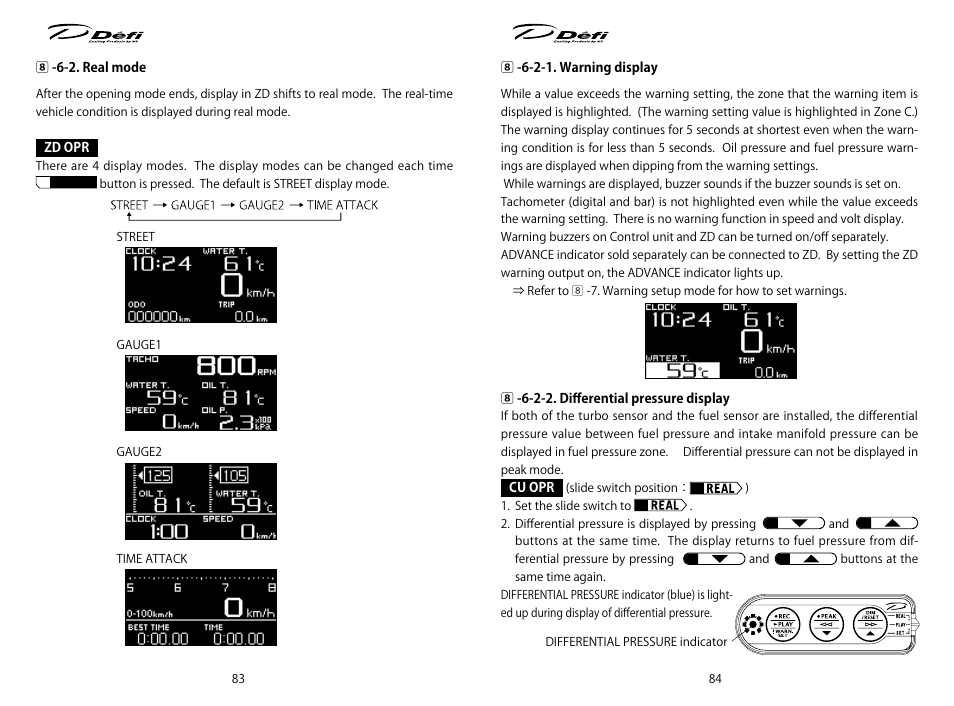 Defi ADVANCE ZD User Manual | Page 18 / 31