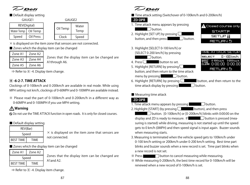 Defi ADVANCE ZD User Manual | Page 20 / 31