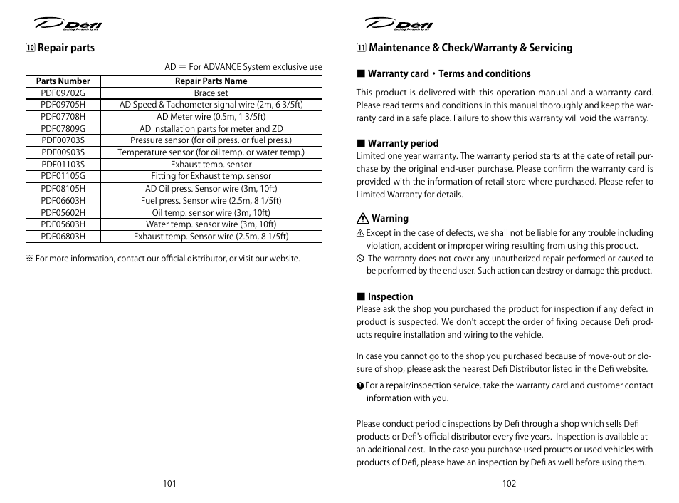 Defi ADVANCE ZD User Manual | Page 27 / 31