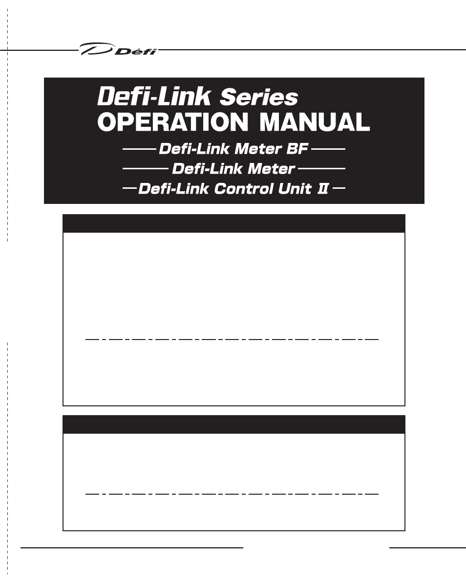 Defi Link Meter User Manual | 57 pages