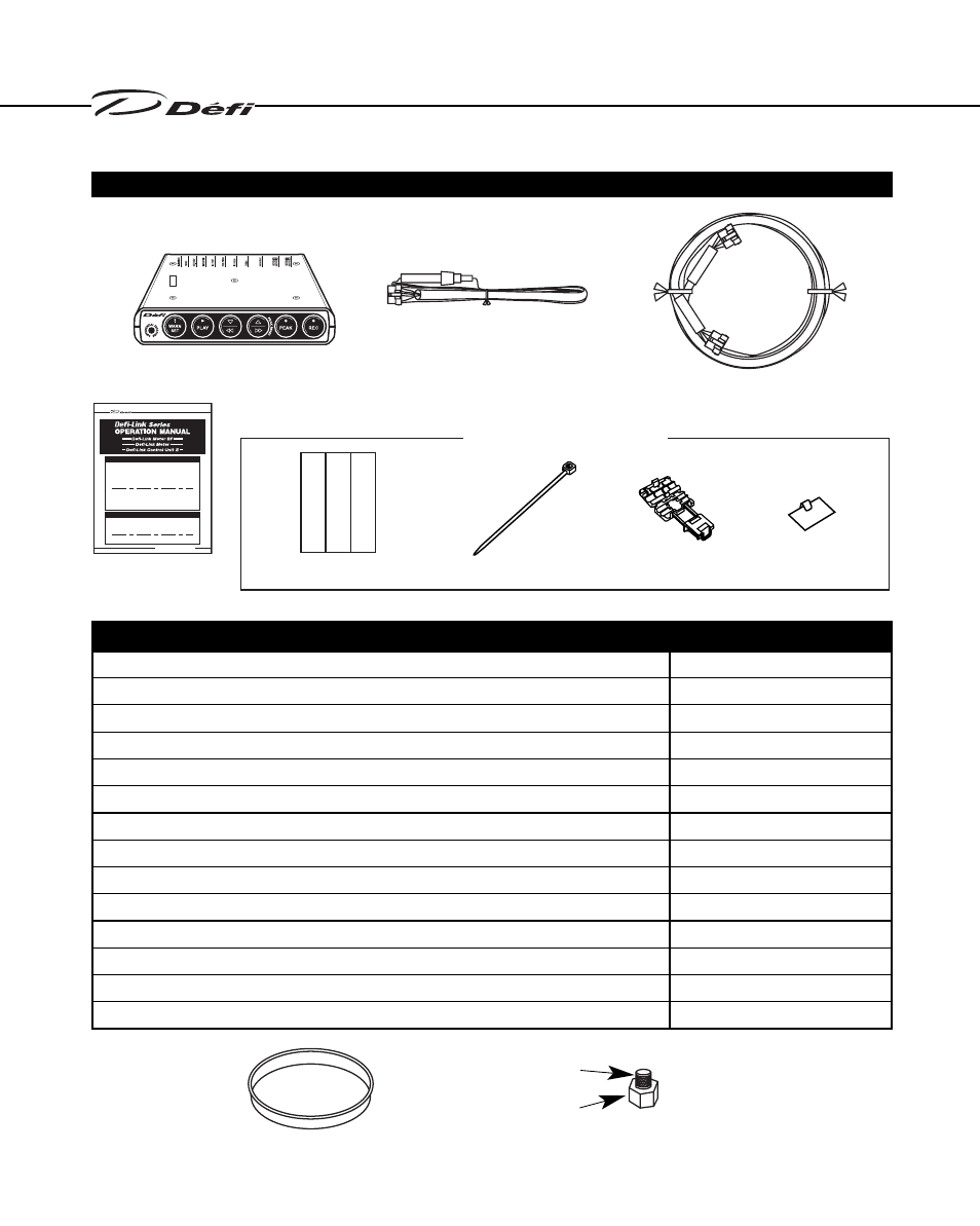 Optional parts list, Rubber boot, Conversion socket 1/8npt 1/8pt | Defi Link Meter User Manual | Page 25 / 57