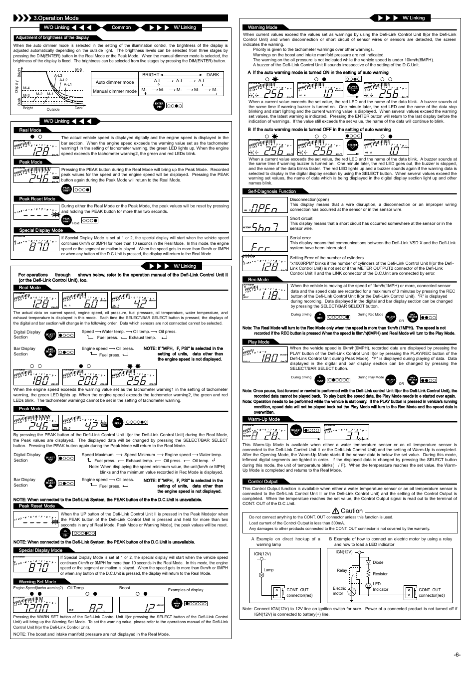 Caution | Defi Link VSD X User Manual | Page 6 / 6