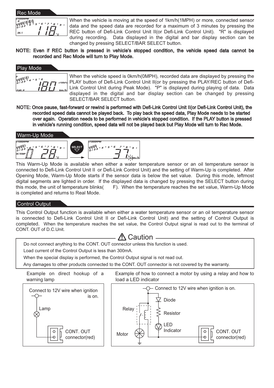 Caution | Defi Link VSD Concept User Manual | Page 15 / 16