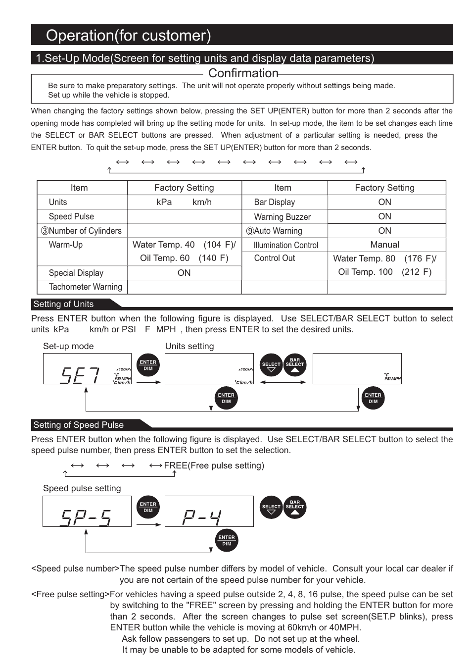 Operation(for customer), Nconfirmation | Defi Link VSD Concept User Manual | Page 8 / 16