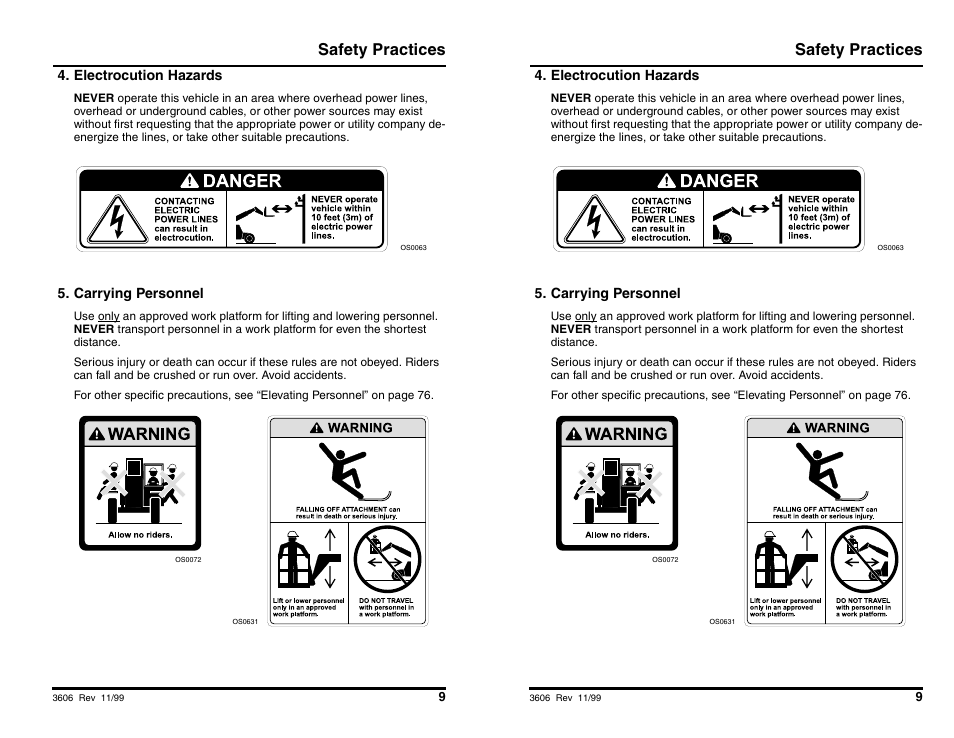 Safety practices | SkyTrak 3606 Operation Manual User Manual | Page 11 / 168