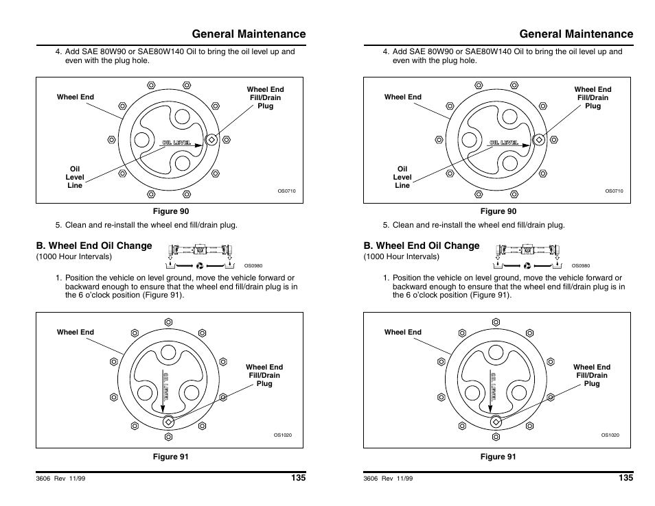 General maintenance, B. wheel end oil change | SkyTrak 3606 Operation Manual User Manual | Page 137 / 168