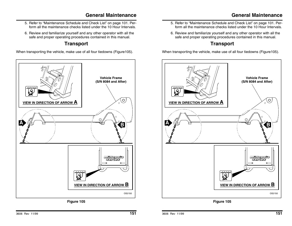 General maintenance, Transport | SkyTrak 3606 Operation Manual User Manual | Page 153 / 168
