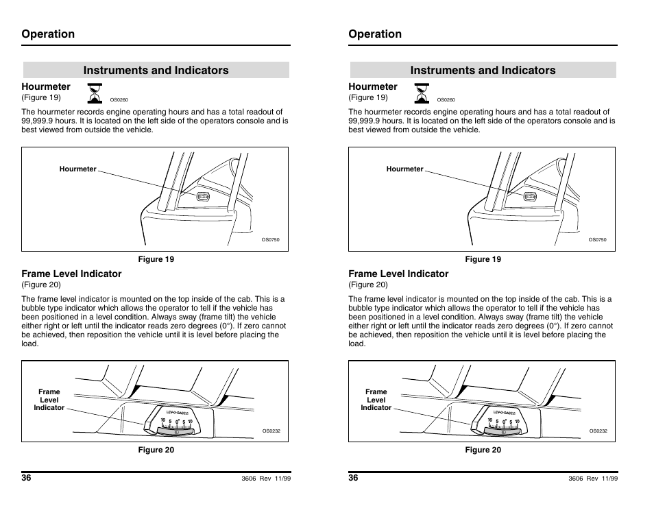 Operation, Instruments and indicators | SkyTrak 3606 Operation Manual User Manual | Page 38 / 168