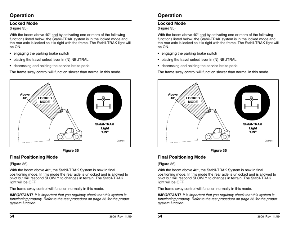 Operation | SkyTrak 3606 Operation Manual User Manual | Page 56 / 168