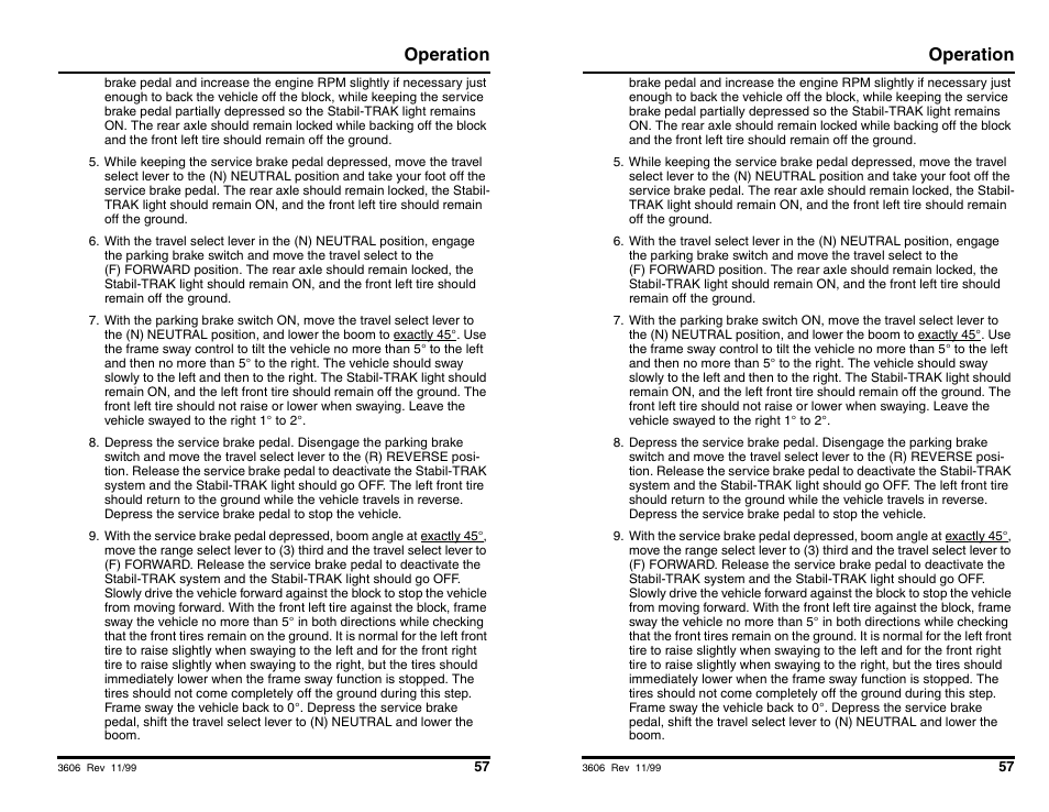 Operation | SkyTrak 3606 Operation Manual User Manual | Page 59 / 168