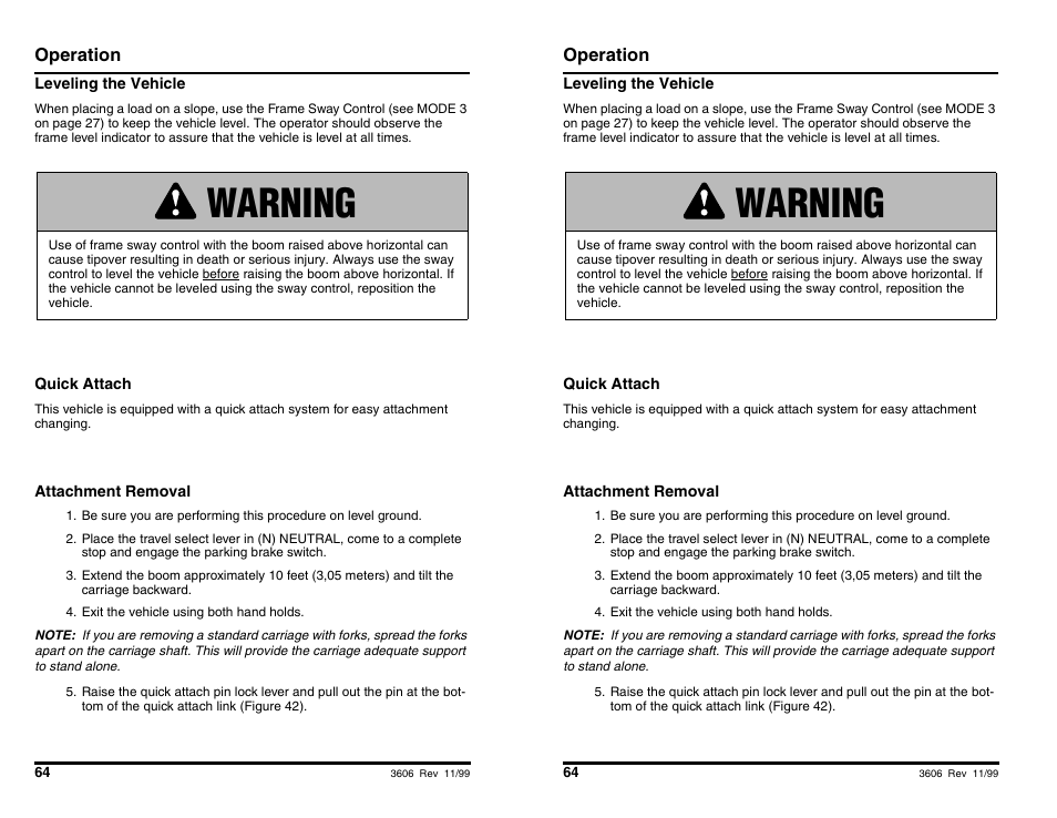 Warning | SkyTrak 3606 Operation Manual User Manual | Page 66 / 168