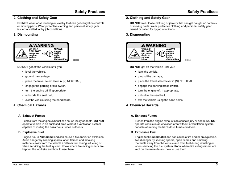 Safety practices | SkyTrak 3606 Operation Manual User Manual | Page 7 / 168