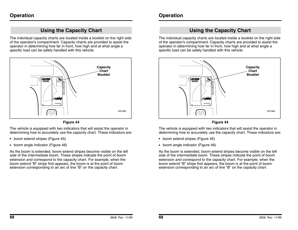 Operation, Using the capacity chart | SkyTrak 3606 Operation Manual User Manual | Page 70 / 168